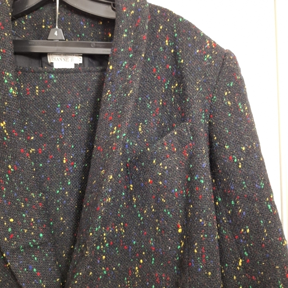 Vintage Couture CYNGE DESIGN Diane B Black Multicolored Wool Suit - Picture 5 of 11